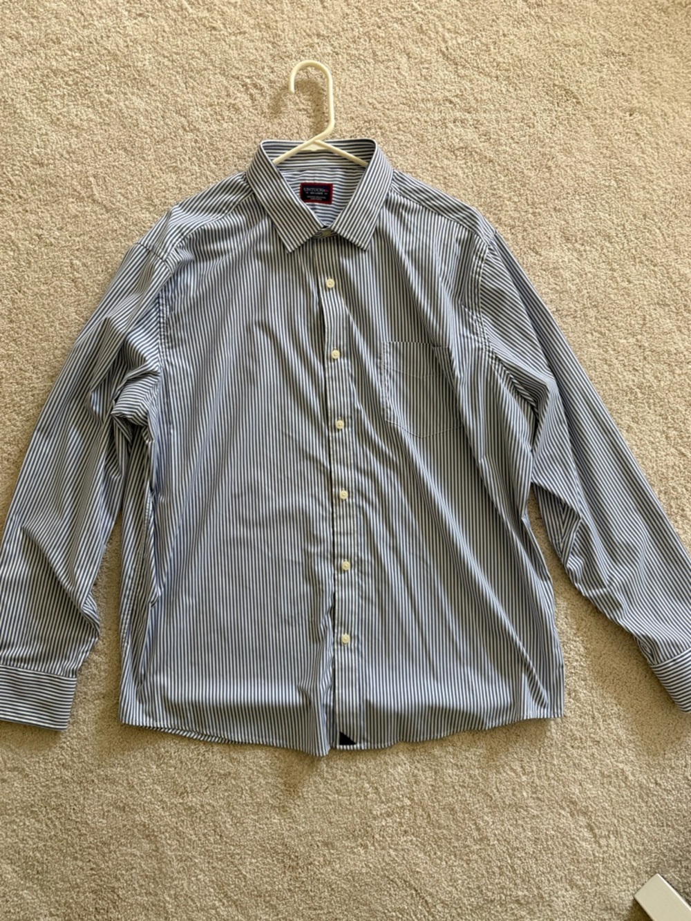 UNTUCKit Men's Blue and White Striped Dress Shirt XXL